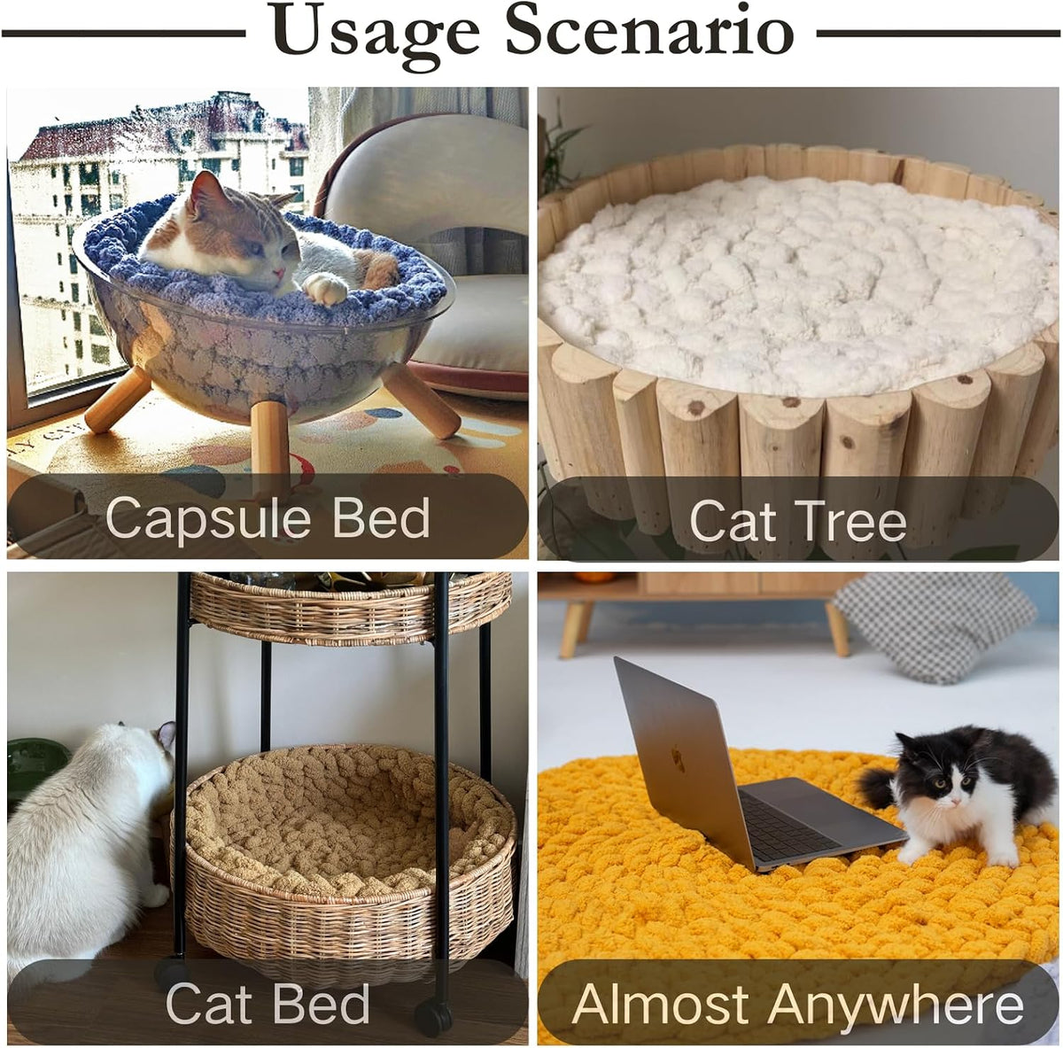 Cat Kneading Mat, Handmade Round Cushion Bed Pad Kittens (Pink, S)
