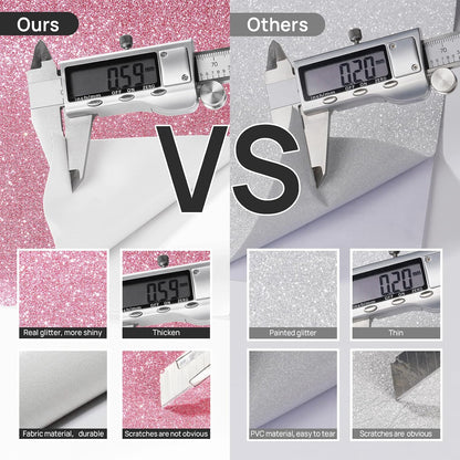 Light Pink Glitter Wallpaper - Peel and Stick Decorative Self Adhesive Glitter Fabric - Removable Sparkle Wallpaper for Bedroom & Girls Room Walls - 15.8"x78.7"