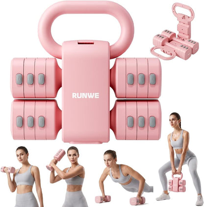 Adjustable Kettlebell Dumbbell Set, 2-in-1 Dumbbells & Kettlebell, Hand Weights Free Weights for Women Beginners with Fast Adjustment,Weights Set Home Gym, Portable & Space-Efficient, Full Body Workout