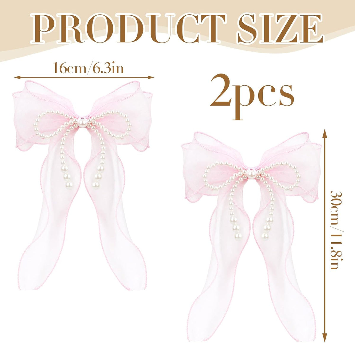Bow Curtain Tiebacks - 2 Pcs Pink Curtain Ties with Pearls, Coquette Room Decor for Home Dining Room Living Room Bedroom Balcony, Housewarming Gift for Friends Family