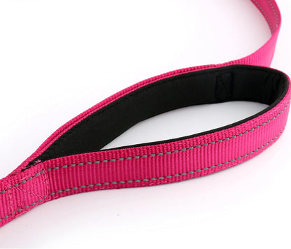 Dog Leash 6ft Long,Traffic Padded Two Handle,Heavy Duty,Reflective Double Handles Lead for Control Safety Training,Leashes for Large Dogs or Medium Dogs,Dual Handles Leads(Pink)