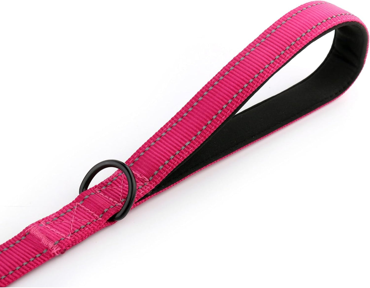 Dog Leash 6ft Long,Traffic Padded Two Handle,Heavy Duty,Reflective Double Handles Lead for Control Safety Training,Leashes for Large Dogs or Medium Dogs,Dual Handles Leads(Pink)