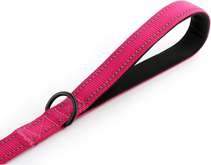 Dog Leash 6ft Long,Traffic Padded Two Handle,Heavy Duty,Reflective Double Handles Lead for Control Safety Training,Leashes for Large Dogs or Medium Dogs,Dual Handles Leads(Pink)