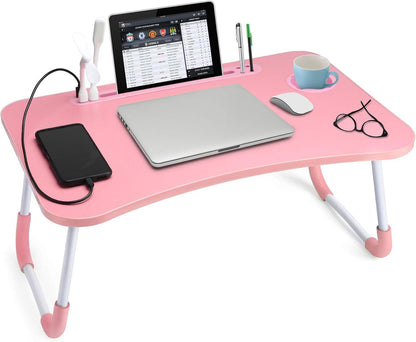 Foldable Lap Desk with Cup Holder for Bed, Couch, Floor