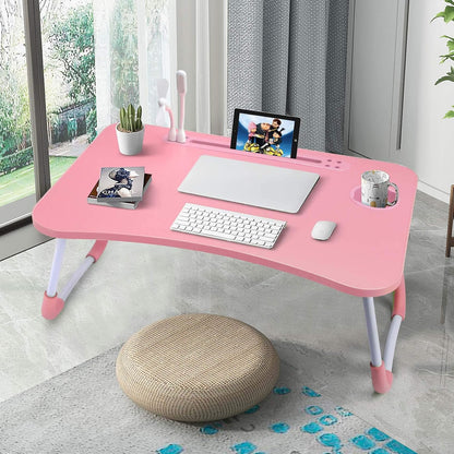 Foldable Lap Desk with Cup Holder for Bed, Couch, Floor
