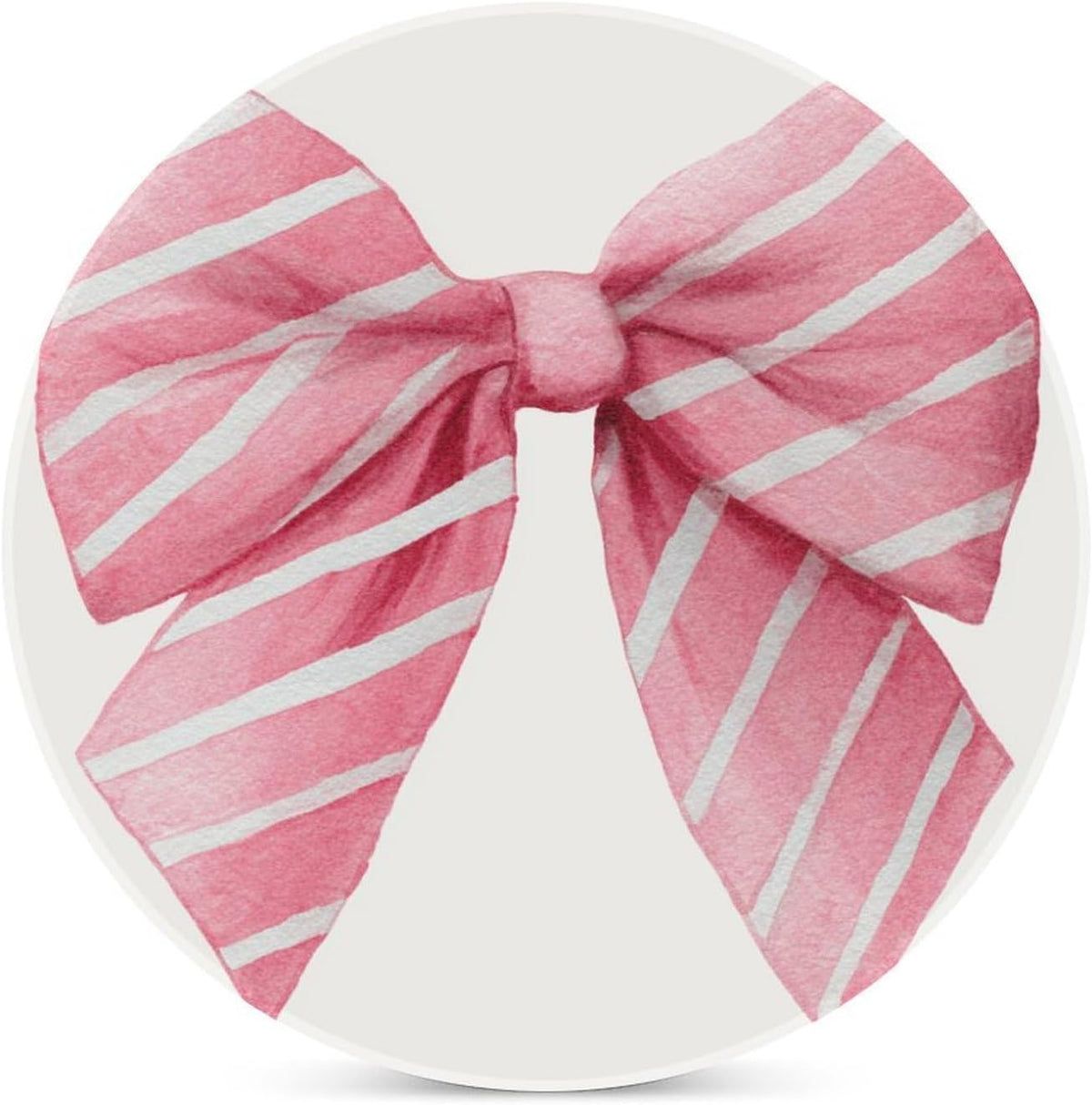 Light Pink Watercolor Bow with White Stripes Coasters Set of 4 Absorbent Coasters