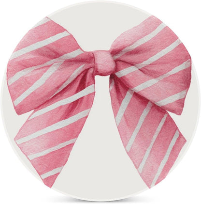 Light Pink Watercolor Bow with White Stripes Coasters Set of 4 Absorbent Coasters