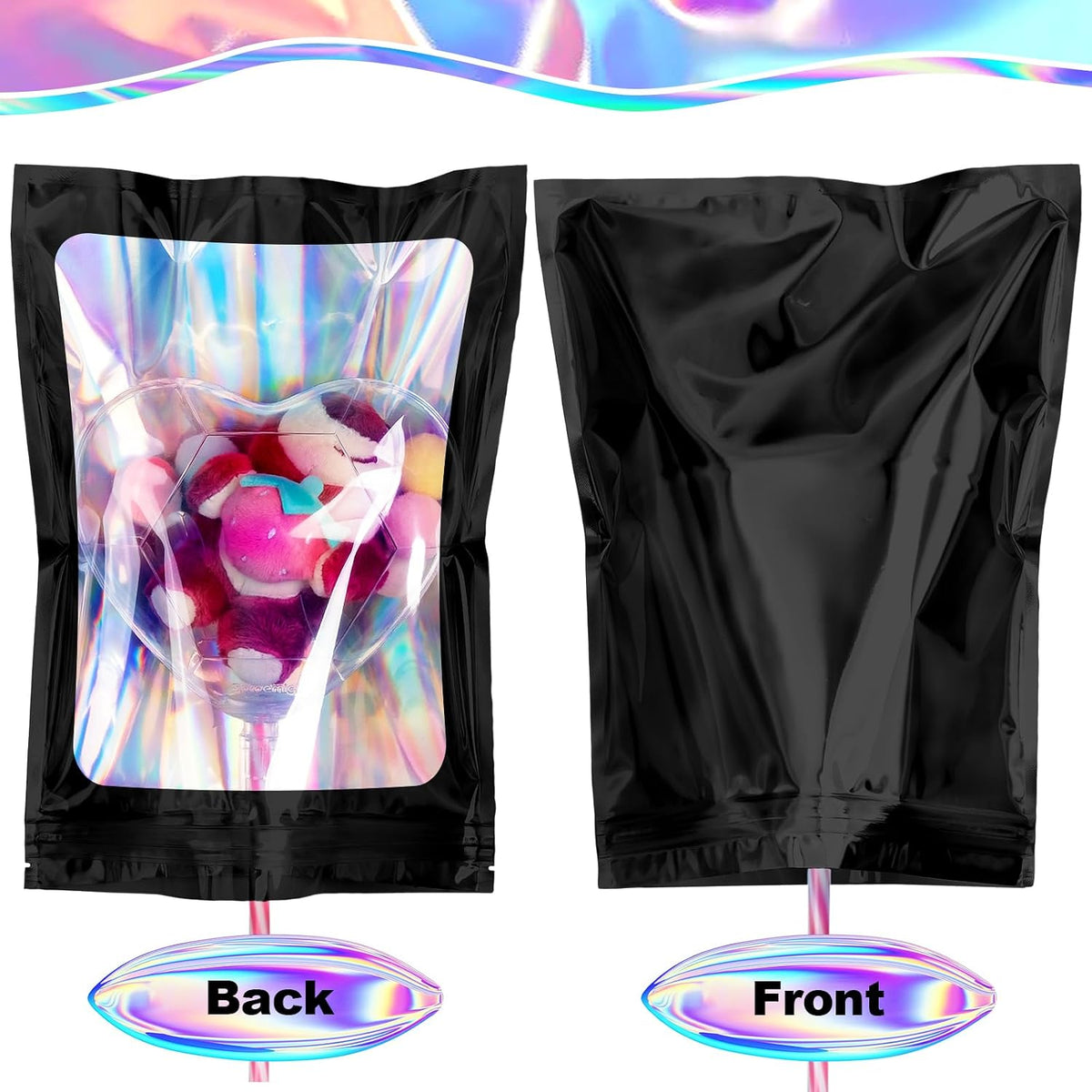 100 Pack Mylar Bags - 5.5 x 7.8 Inch Resealable Smell Proof Bags Foil Pouch Flat Bag with Front Window Pink