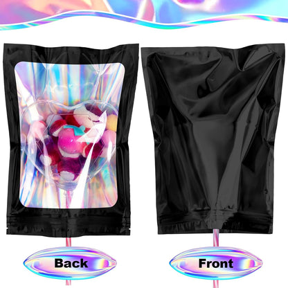 100 Pack Mylar Bags - 5.5 x 7.8 Inch Resealable Smell Proof Bags Foil Pouch Flat Bag with Front Window Pink