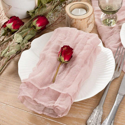 4 Pack Cheesecloth-Napkins Boho-Wrinkled-Gauze Washable-Linen Dinner-Table-Napkin for Wedding,Baby Shower, Birthday Party Decor(17 * 17'')