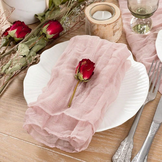 4 Pack Cheesecloth-Napkins Boho-Wrinkled-Gauze Washable-Linen Dinner-Table-Napkin for Wedding,Baby Shower, Birthday Party Decor(17 * 17'')