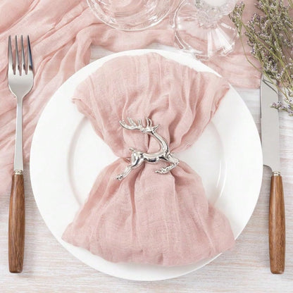 4 Pack Cheesecloth-Napkins Boho-Wrinkled-Gauze Washable-Linen Dinner-Table-Napkin for Wedding,Baby Shower, Birthday Party Decor(17 * 17'')