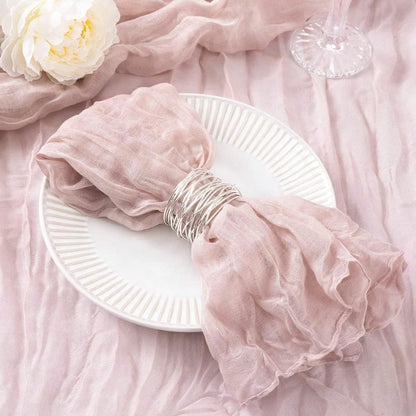 4 Pack Cheesecloth-Napkins Boho-Wrinkled-Gauze Washable-Linen Dinner-Table-Napkin for Wedding,Baby Shower, Birthday Party Decor(17 * 17'')