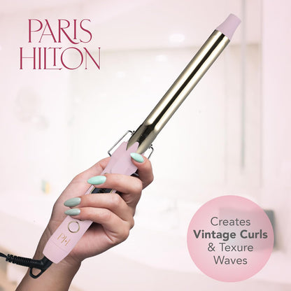 Paris Hilton - Curling Iron Hair Styler with Adjustable Heat, Pink