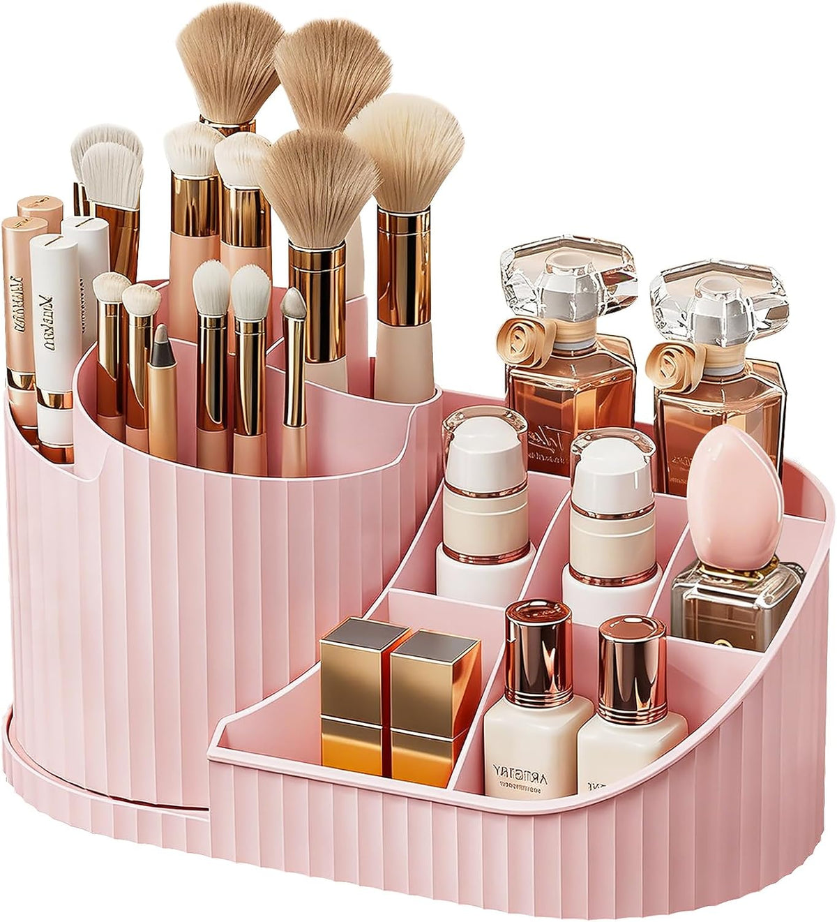 360 Rotating Makeup Brush Holder Make Up Brushes Organizer, Pink