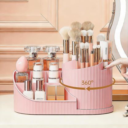360 Rotating Makeup Brush Holder Make Up Brushes Organizer, Pink
