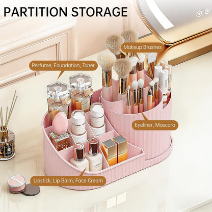 360 Rotating Makeup Brush Holder Make Up Brushes Organizer, Pink