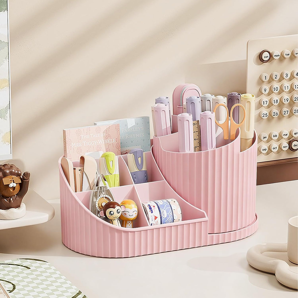 360 Rotating Makeup Brush Holder Make Up Brushes Organizer, Pink