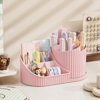 360 Rotating Makeup Brush Holder Make Up Brushes Organizer, Pink