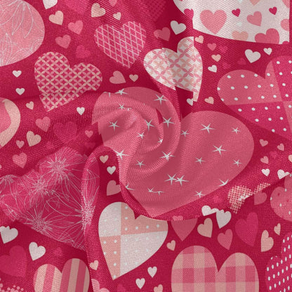 Valentine's Day Round Tablecloth 60 Inches Pink Red Hearts Lace Table Cloth Water Resistant Spillproof Wrinkle Free Love Hearts Valentines Table Cover