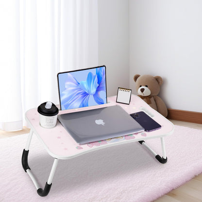 Kawaii Laptop Desk Foldable Kawaii Bed Desk Table Cute Folding Breakfast Tray Portable Lap Standing Desk Notebook Stand Reading Holder for Bed/Couch/Sofa/Floor (Pink)