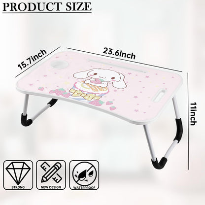 Kawaii Laptop Desk Foldable Kawaii Bed Desk Table Cute Folding Breakfast Tray Portable Lap Standing Desk Notebook Stand Reading Holder for Bed/Couch/Sofa/Floor (Pink)