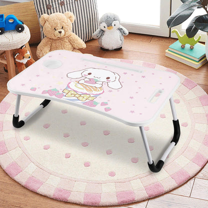 Kawaii Laptop Desk Foldable Kawaii Bed Desk Table Cute Folding Breakfast Tray Portable Lap Standing Desk Notebook Stand Reading Holder for Bed/Couch/Sofa/Floor (Pink)