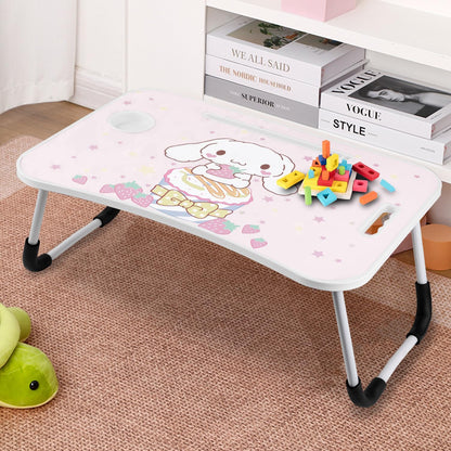 Kawaii Laptop Desk Foldable Kawaii Bed Desk Table Cute Folding Breakfast Tray Portable Lap Standing Desk Notebook Stand Reading Holder for Bed/Couch/Sofa/Floor (Pink)