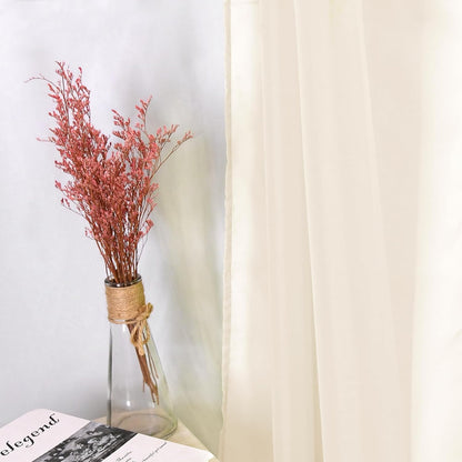 HUTO Beige Peach Sheer Window Scarf Valances for Girls Room Sheer Soft Voile Curtain Scarves for Wedding Party Canopy Bed 216 Extra Long 1 Panel