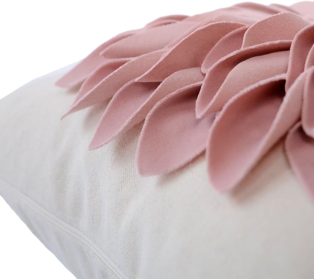 Decorative Throw Pillow Covers Handmade 3D Flower Cushion Cover Cases Accent Pillowslip Square Gift Home Sofa Car Bed Room Decor 18 x 18 Inch Rose Gold