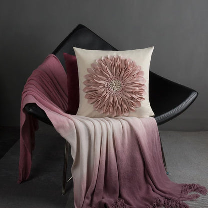 Decorative Throw Pillow Covers Handmade 3D Flower Cushion Cover Cases Accent Pillowslip Square Gift Home Sofa Car Bed Room Decor 18 x 18 Inch Rose Gold