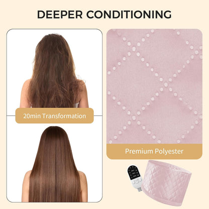 Thermal Heat Cap for Deep Conditioning - Electric Steamer Cap with 10-Level Temperature Control, Fast Heating for Natural & Afro Hair Care at Home(Pink)