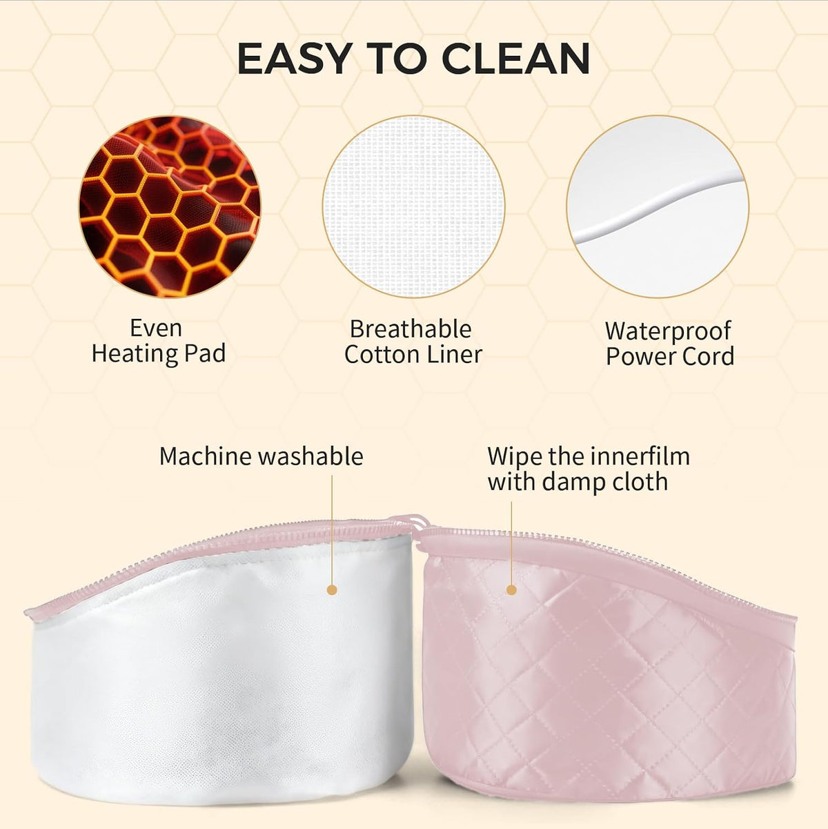 Thermal Heat Cap for Deep Conditioning - Electric Steamer Cap with 10-Level Temperature Control, Fast Heating for Natural & Afro Hair Care at Home(Pink)