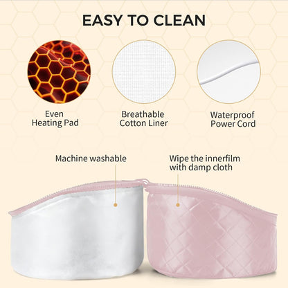 Thermal Heat Cap for Deep Conditioning - Electric Steamer Cap with 10-Level Temperature Control, Fast Heating for Natural & Afro Hair Care at Home(Pink)