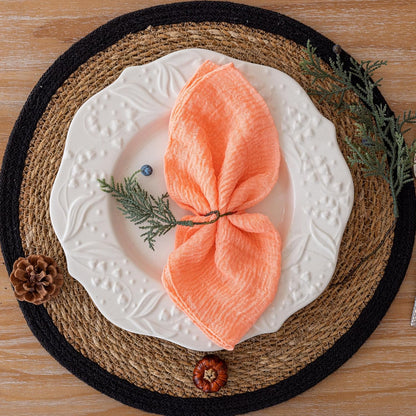 Cheesecloth Napkins 17x17 Inches Cloth Napkins Reusable for Lunch Dinner Wedding Baby Shower Bridal Shower Party Rustic Boho Decorations Bulk Set of 6 Coral Peach