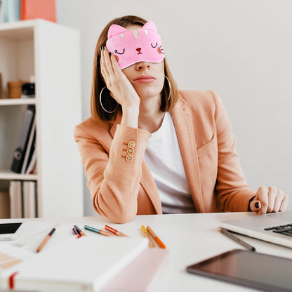 Cute Sleeping Eye Mask Cartoon Cat Blindfold Sleeping Eye Shade,Pink