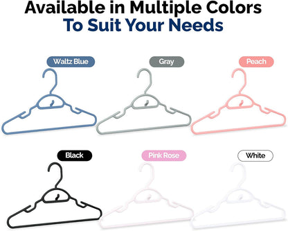 Youth Petite Hangers 30 Pack - 13 Inch Plastic Petite & Preteen Hangers for Closet, Good for Children Sizes 4 to 10, Non-Slip Infant Hangers with Shoulder Grooves | Pink