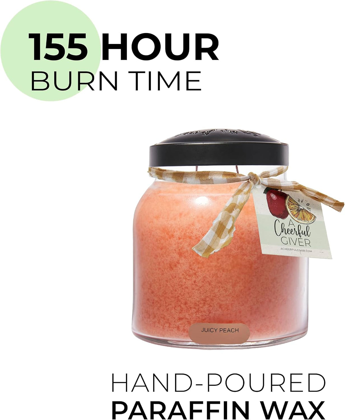 Juicy Peach Papa Scented Glass Jar Candle (34oz) with Lid & True to Life Fragrance Made in USA