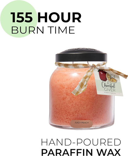Juicy Peach Papa Scented Glass Jar Candle (34oz) with Lid & True to Life Fragrance Made in USA