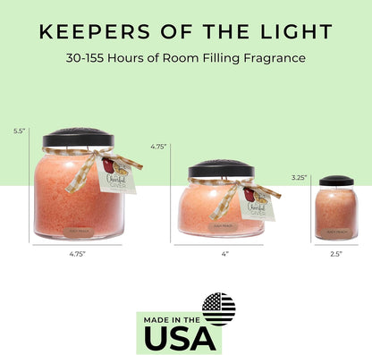 Juicy Peach Papa Scented Glass Jar Candle (34oz) with Lid & True to Life Fragrance Made in USA