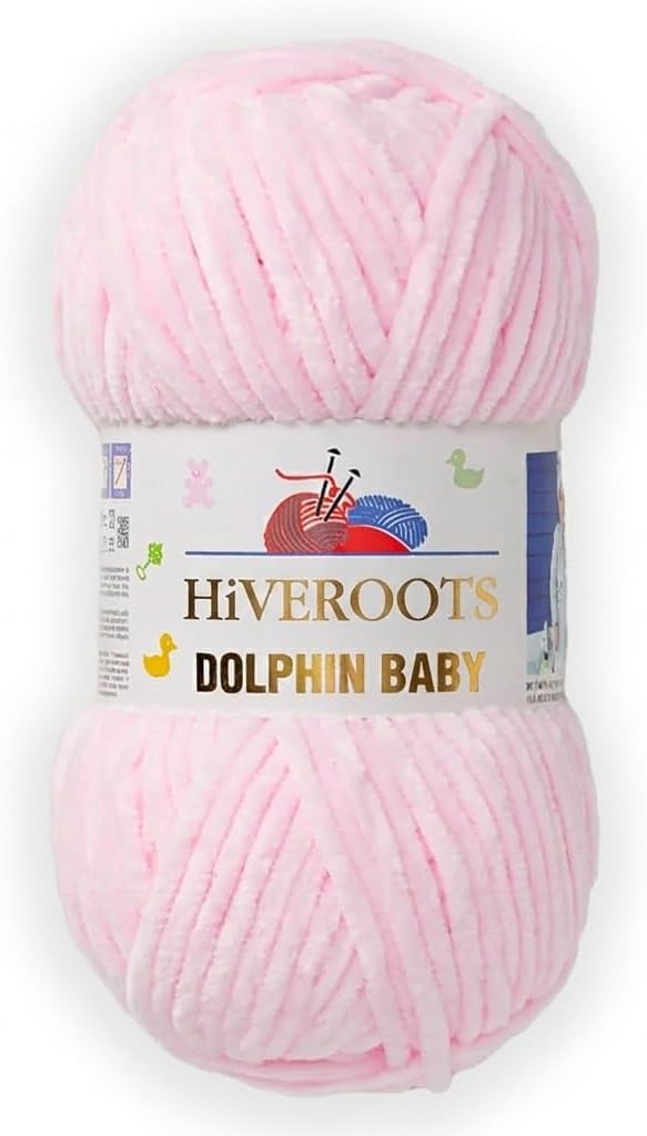 3 Skein/Pack Dolphin Baby Chenille Yarn, Each Ball 100 gr (3.5 oz), 120 m (132 Yards), 100% Polyester, Super Bulky Baby Blanket Velvet Amigurumi Yarn, 80303 - Powder Pink