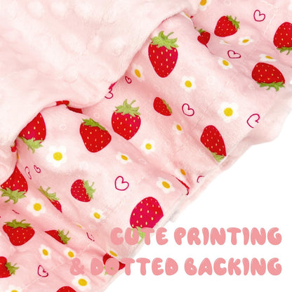 Strawberry Pink Baby Blanket - 30x40 Soft Breathable Dotted Backing