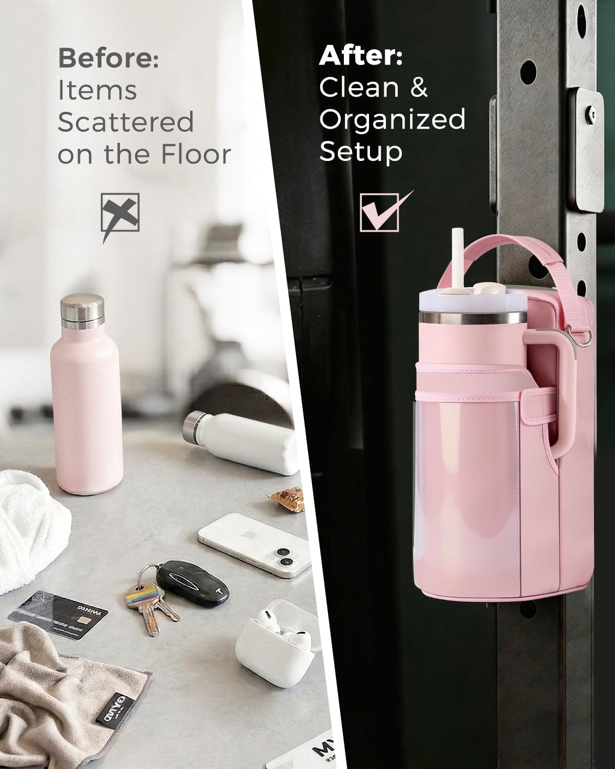 Magnetic Gym Bag for Women - Water Bottle Holder Bag Carrier