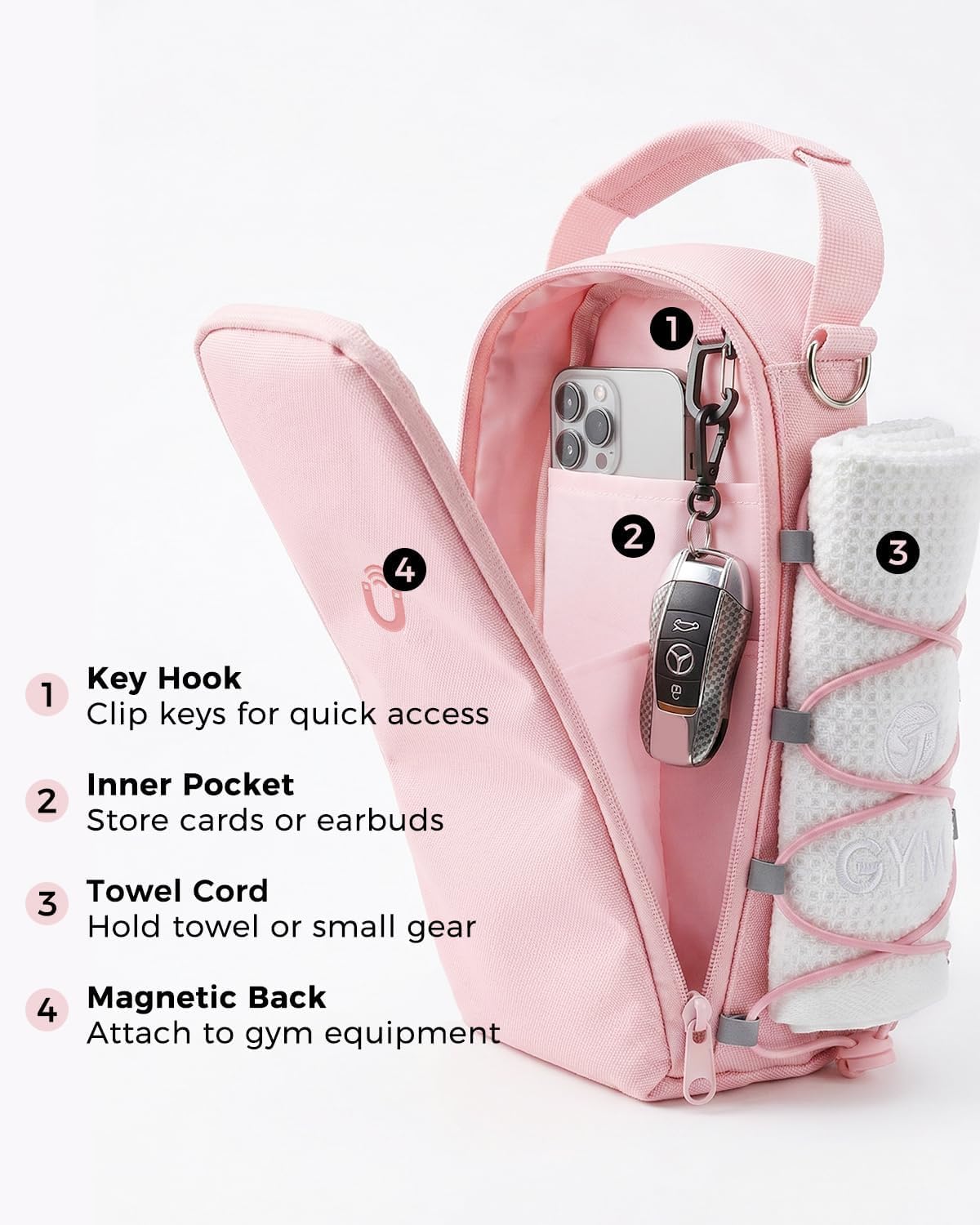 Magnetic Gym Bag for Women - Water Bottle Holder Bag Carrier