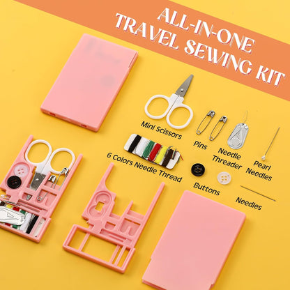 25 Boxes Mini Travel Sewing Kit Quick Fix Sewing Kits Bulk Basic Portable Pre Threaded Needle Emergency Repair Tool for Adults DIY Handcraft Wedding Gifts Beginner Traveler Home Hotel (Pink)