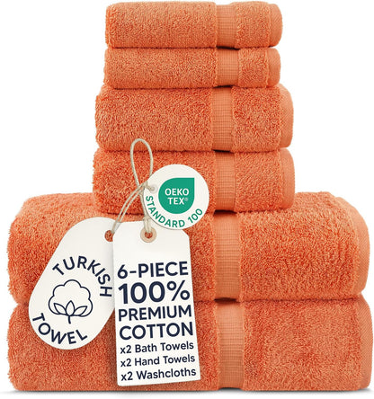 100% Cotton 6-Piece Towel Set, Coral
