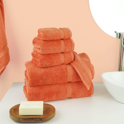 100% Cotton 6-Piece Towel Set, Coral