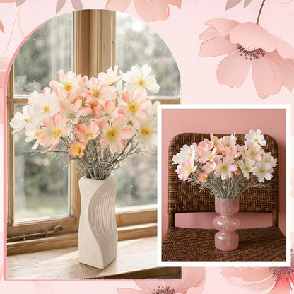 6 Pcs 23.6 Inch Pink White Artificial Flowers Cosmos for Vase