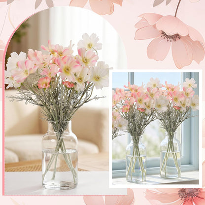 6 Pcs 23.6 Inch Pink White Artificial Flowers Cosmos for Vase
