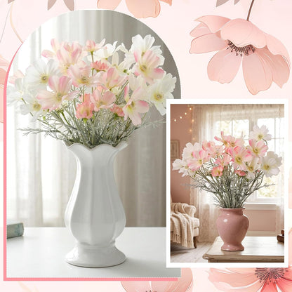 6 Pcs 23.6 Inch Pink White Artificial Flowers Cosmos for Vase